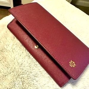The Daily Edit burgundy safiano leather wallet